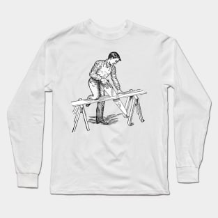 Sawing bench - vintage book illustration from The children's library of work and play by Edwin W. Foster 1911 Long Sleeve T-Shirt